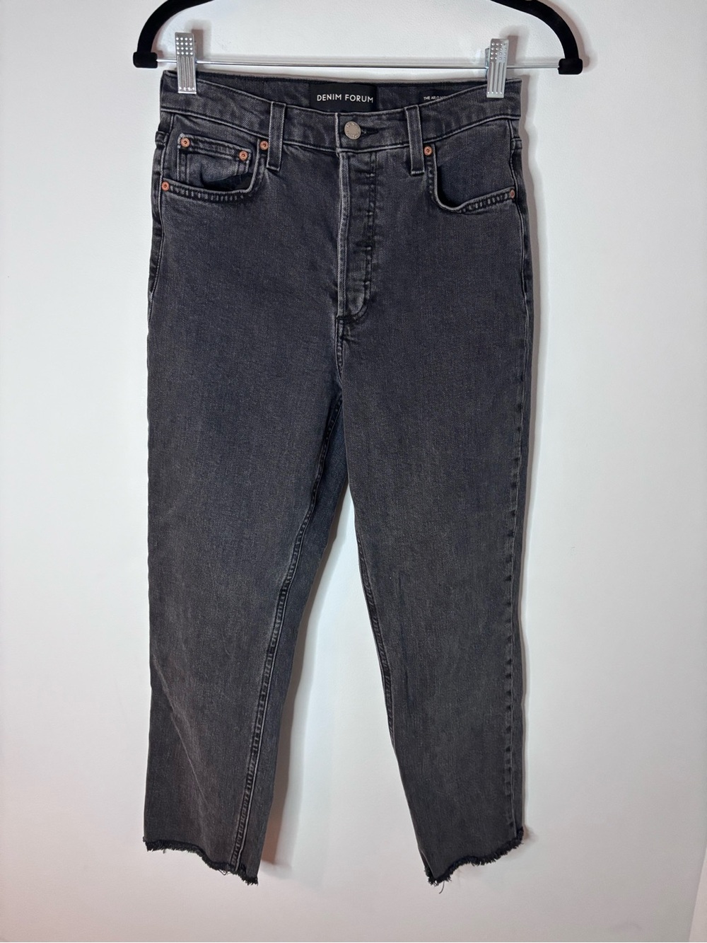 Denim Forum The Arlo High-Rise Straight Jeans in Charcoal Gray - Picture 2 of 5